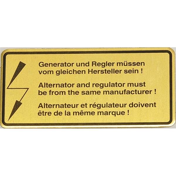 engine sticker alternator/ regulator yr.mfc 65-73