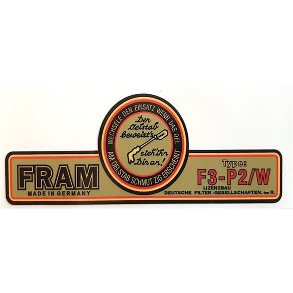 Engine sticker Fram oil filter container F3-P2/W 356