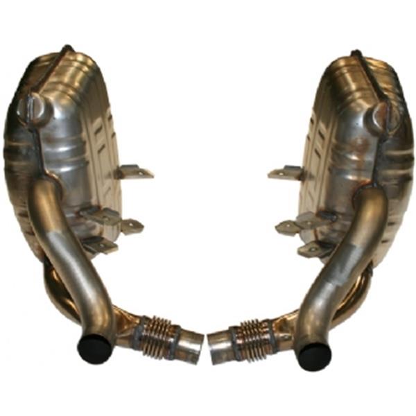 muffler set left and right sport version with extra sound stainless steel 997 3,8 ltr.