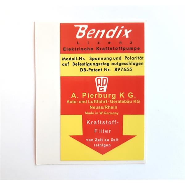 Aufkleber Bendix Kraftstoffpumpe 356 B T5