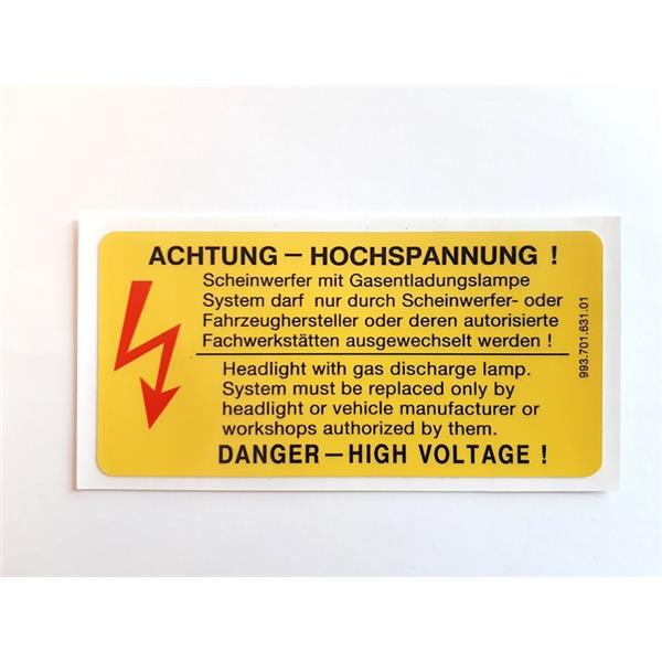 Adhesive label "high voltage headlights" 993 yr.mfc. 94 - 98