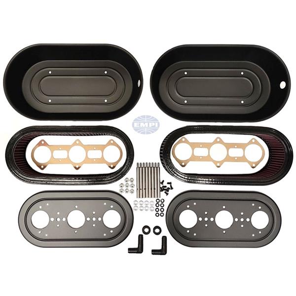 Air filter housing set complete with all small parts for 911 carburetor Weber 40+46 IDA 3BBL Watershield - STD